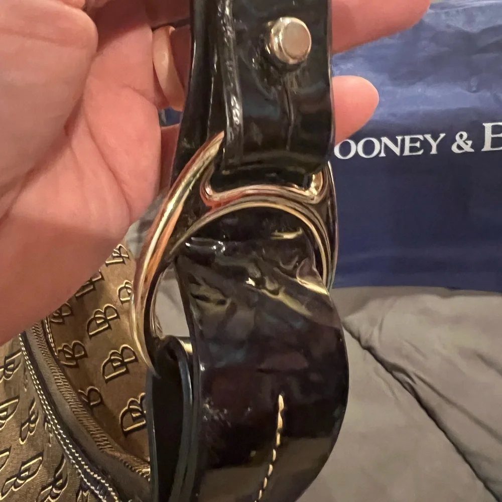 Dooney & Bourke Brown and Black Monogram Hobo Women's Bag - Picture 8 of 12